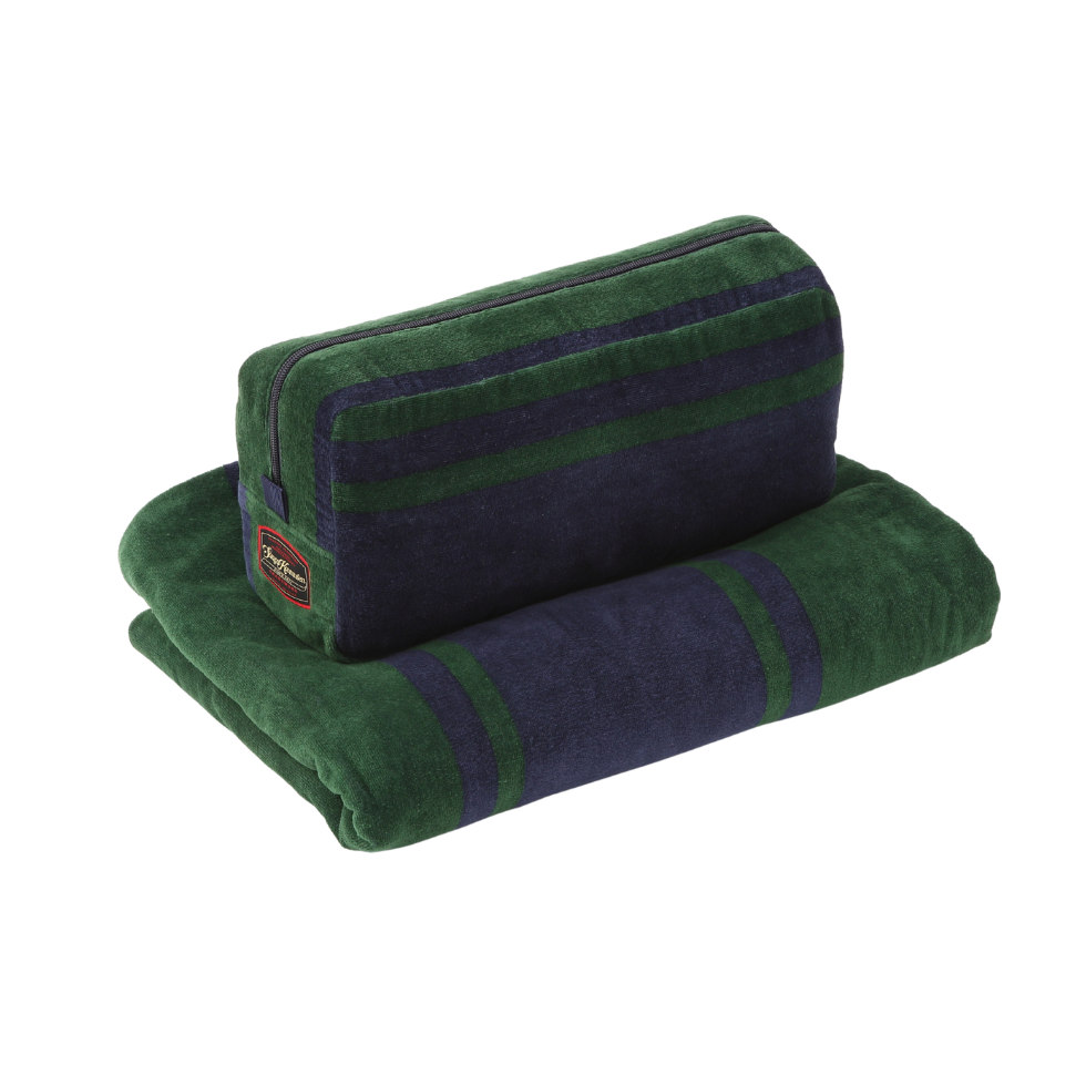 専用【USA vintage】 グラニーブランケット ボーダー グリーン Blanket Schlaf（Vintage border）